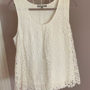 White crochet overlay blousy tank